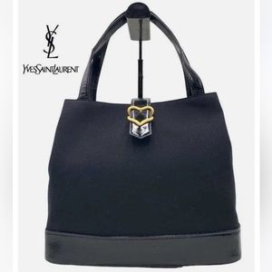 Authentic Yves Saint Laurent Black Shoulder Bag with Gold Accent